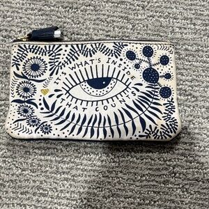 Anthropologie Stylish Cream and Blue Women's Clutch